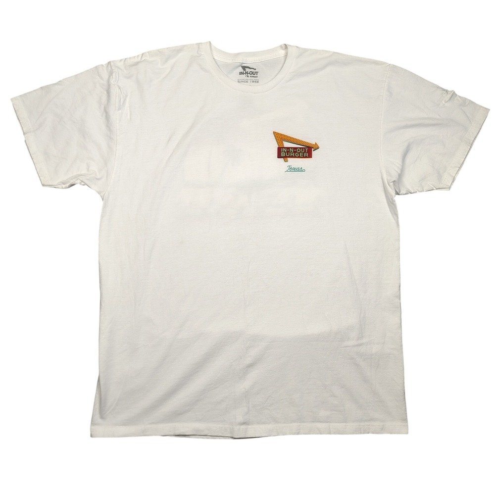 In-N-Out Burger T-Shirt Mens XXL White Texas Classic Cars Graphic Cotton
